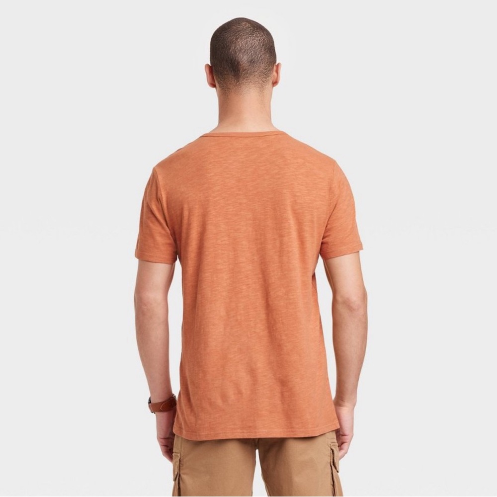 NWT - Goodfellow & Co - Men’s Short Sleeve Henley Shirt - Orange - Picture 2 of 4